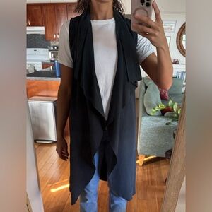 Dark Gray Sleeveless Duster Vest with Belt